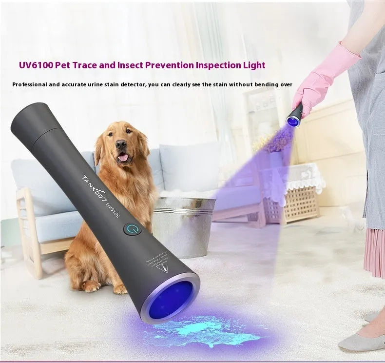 Aluminium UV flashlight for detecting pet urine stains and insects with USB-C charging port