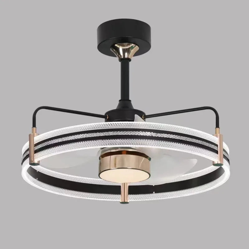 Chandelier-style ceiling fan light with remote control in black or gold finish