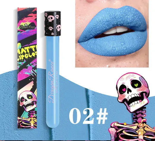 Halloween DR160 skull test tube lip gloss with waterproof matte formula in 12 shade options