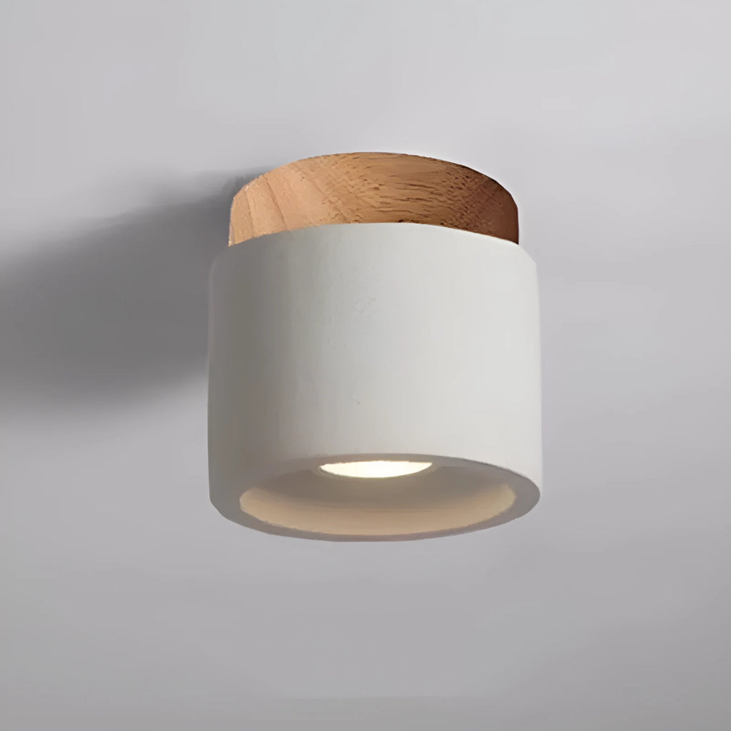 Cement Japanese-style ceiling lamp with white sandstone finish, 220V, for corridor and restaurant use