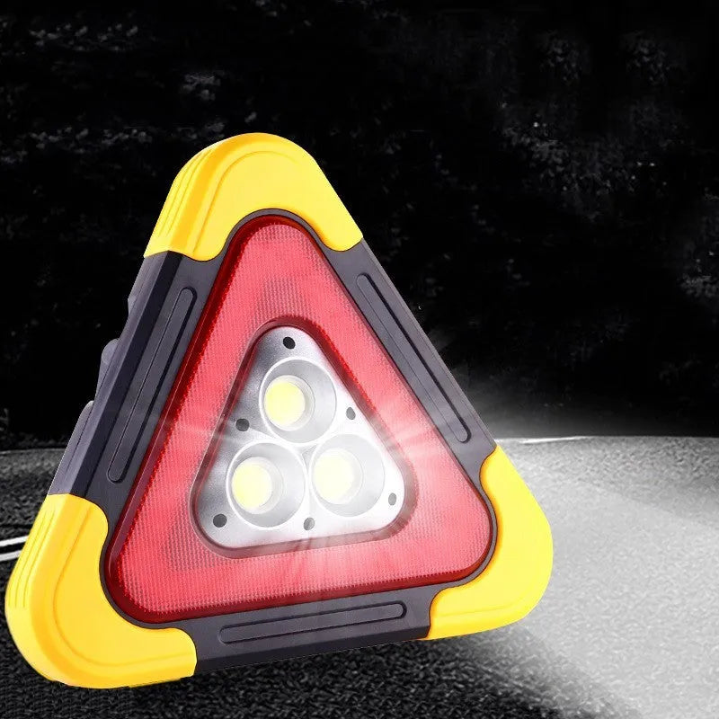 Car mounted tripod warning sign light in picture colour, large or small, with solar charging and 6400mAh battery.
