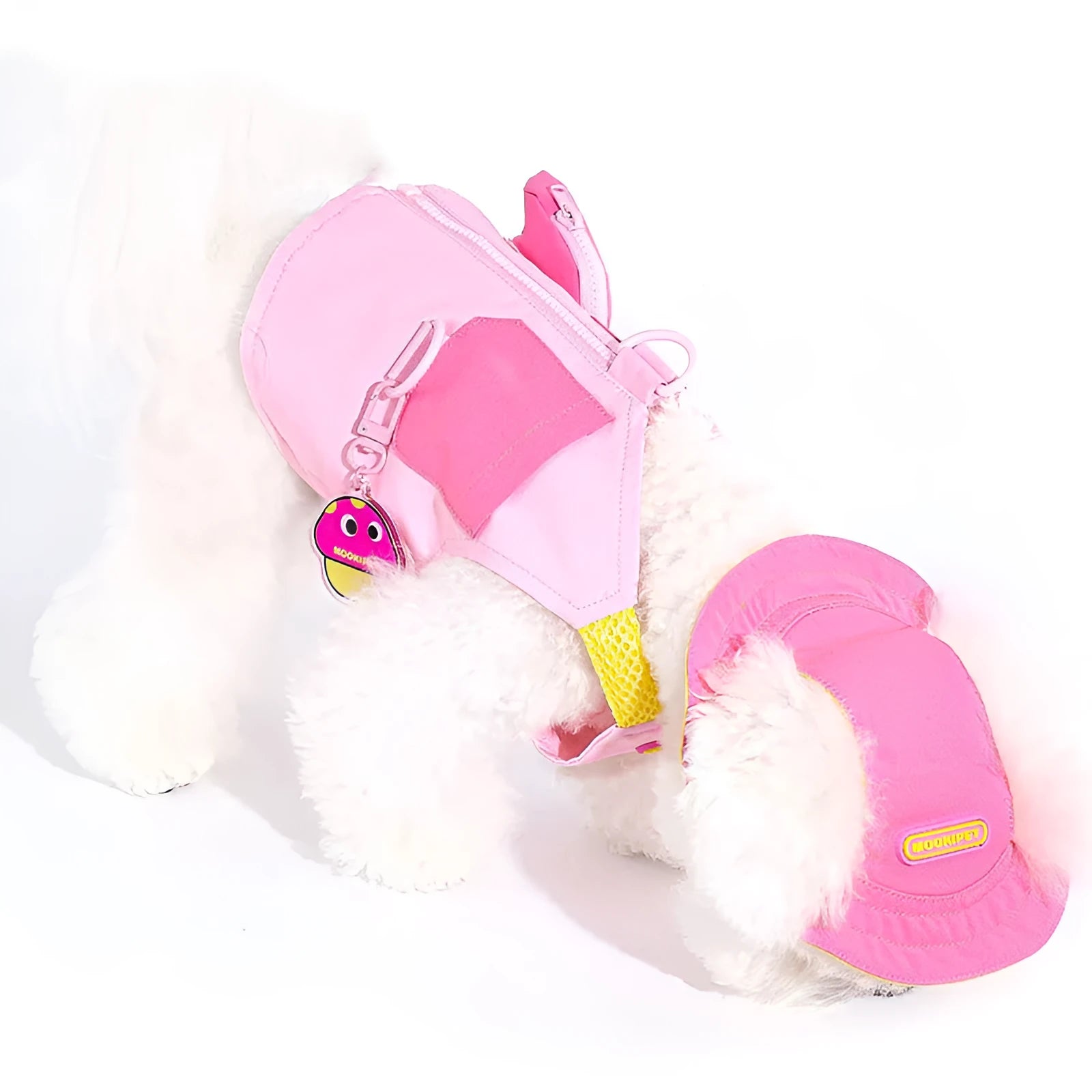 Pink polyester dog vest for Bichon, Teddy and Schnauzer breeds in seven sizes