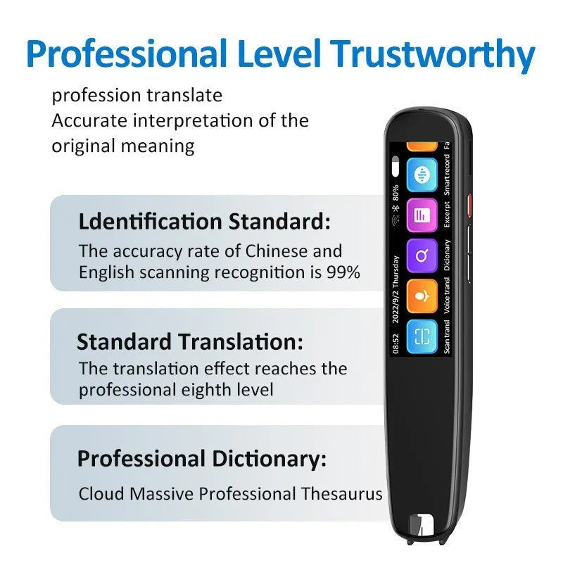 Offline scanning translation pen S3 Black with zinc alloy body, buttons and touch screen