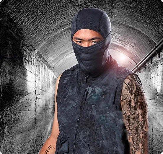 Men's sun protection fishing mask in snow colour, pullover style with full face and neck coverage