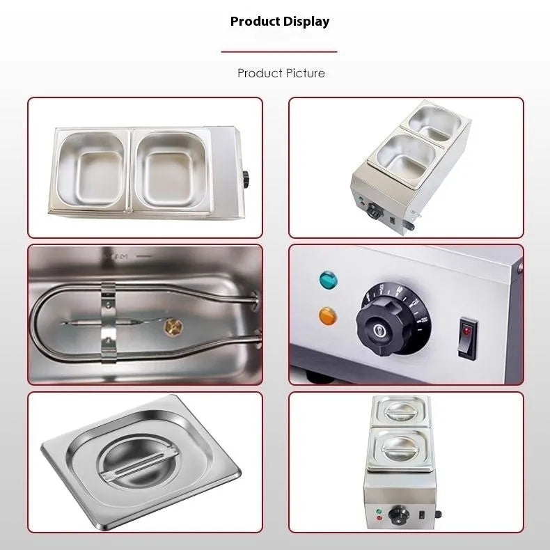 Commercial chocolate melting machine with stainless steel tank and temperature control display