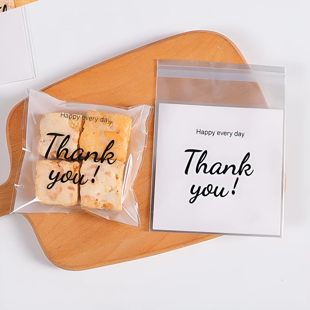 Self-adhesive OPP packaging bag for snowflake cookies, 10x10 cm, moisture-proof, clear simple style