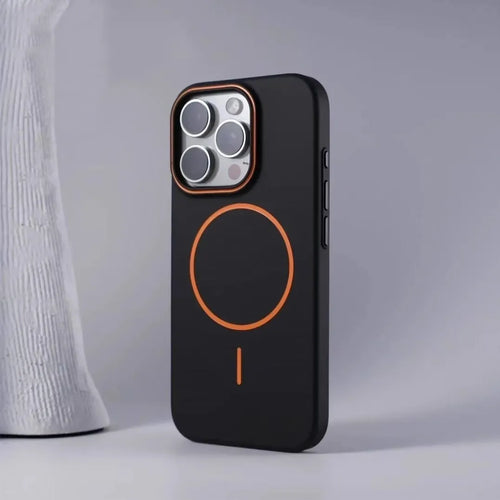 Hard PC frosted magnetic phone case for Apple iPhone 17 series, black, with bracket and camera cutout