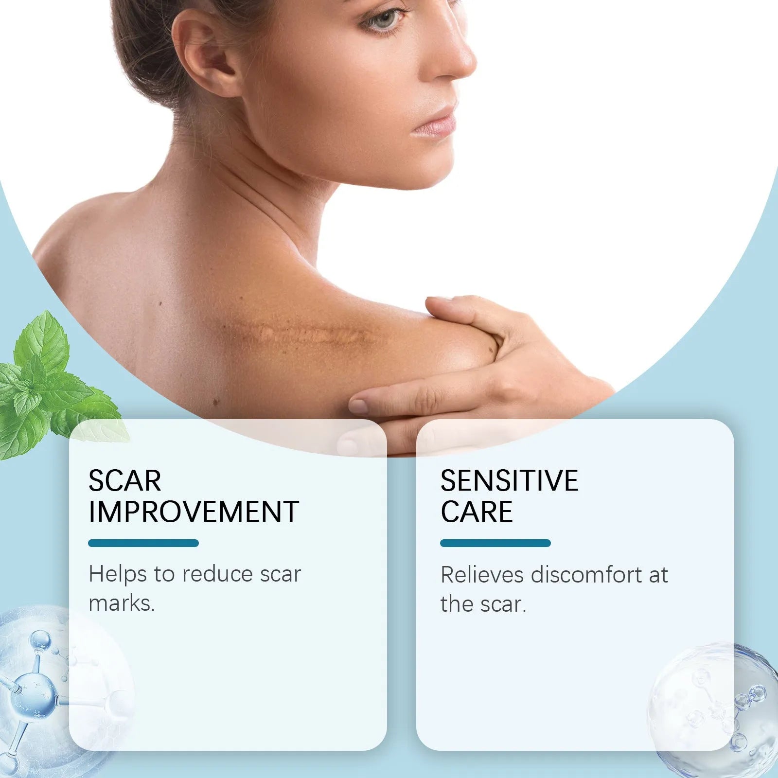 Roll of mint leaf silicone scar paster gel sheets for scar management on healed skin