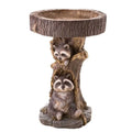 Handmade resin animal ornament in puppy or raccoon colour, sized 10 x 9 x 21 cm or 22 x 13 x 13 cm for garden decoration.