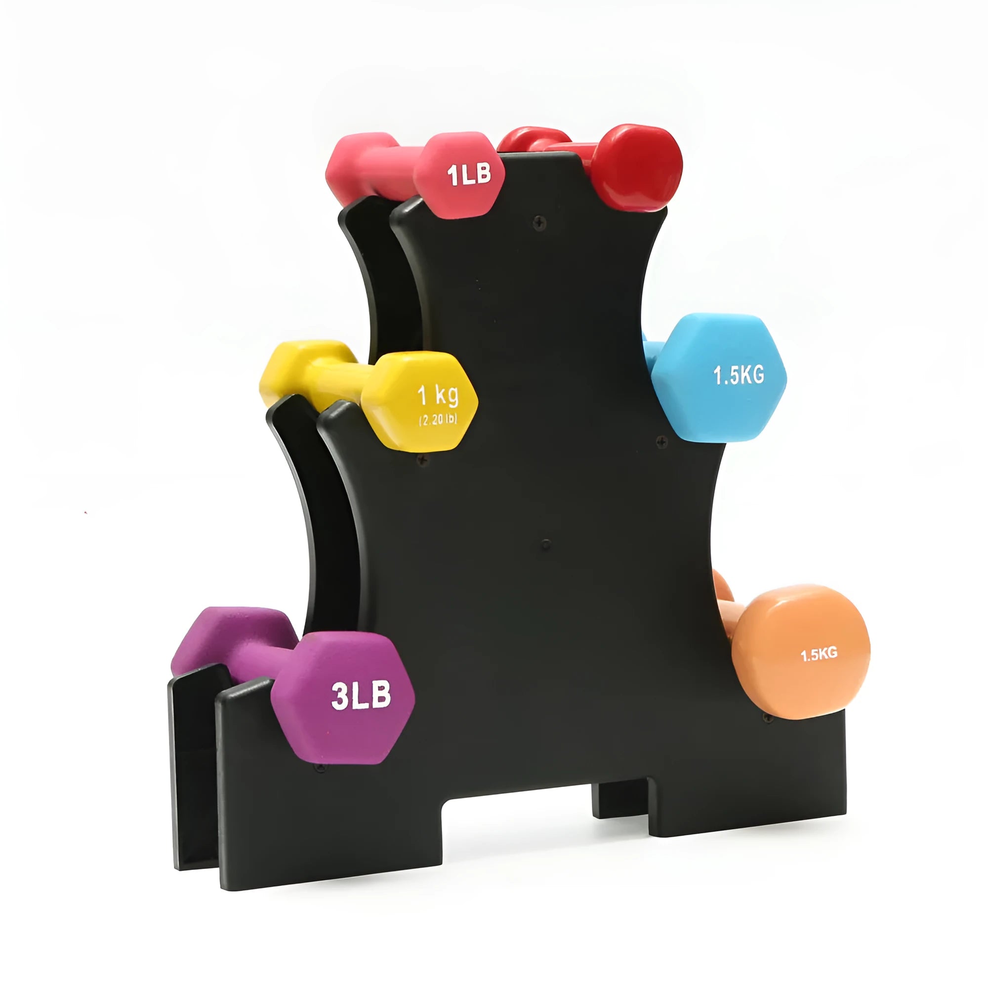 White PVC removable dumbbell rack or storage bracket for organising gym weights.
