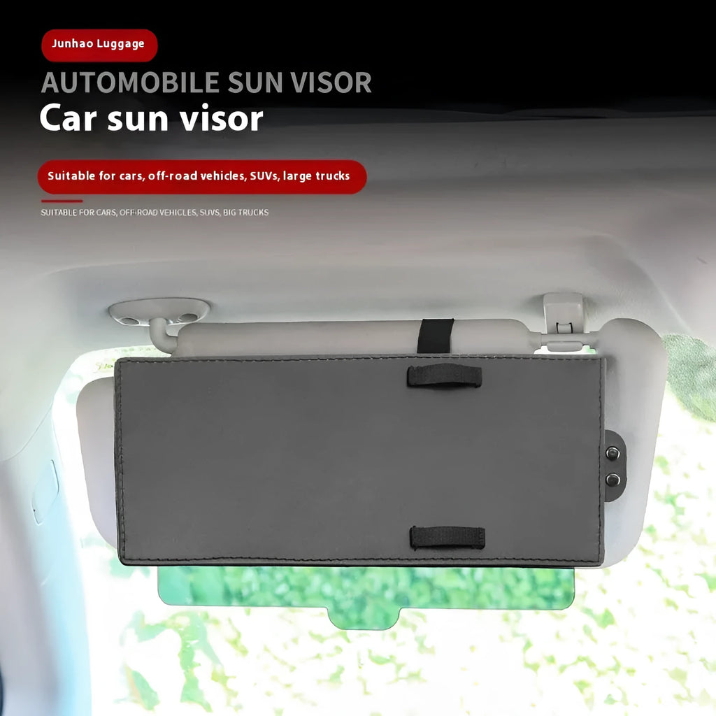 Portable retractable anti-glare car sun shade in black, universal fit for vehicle windscreen