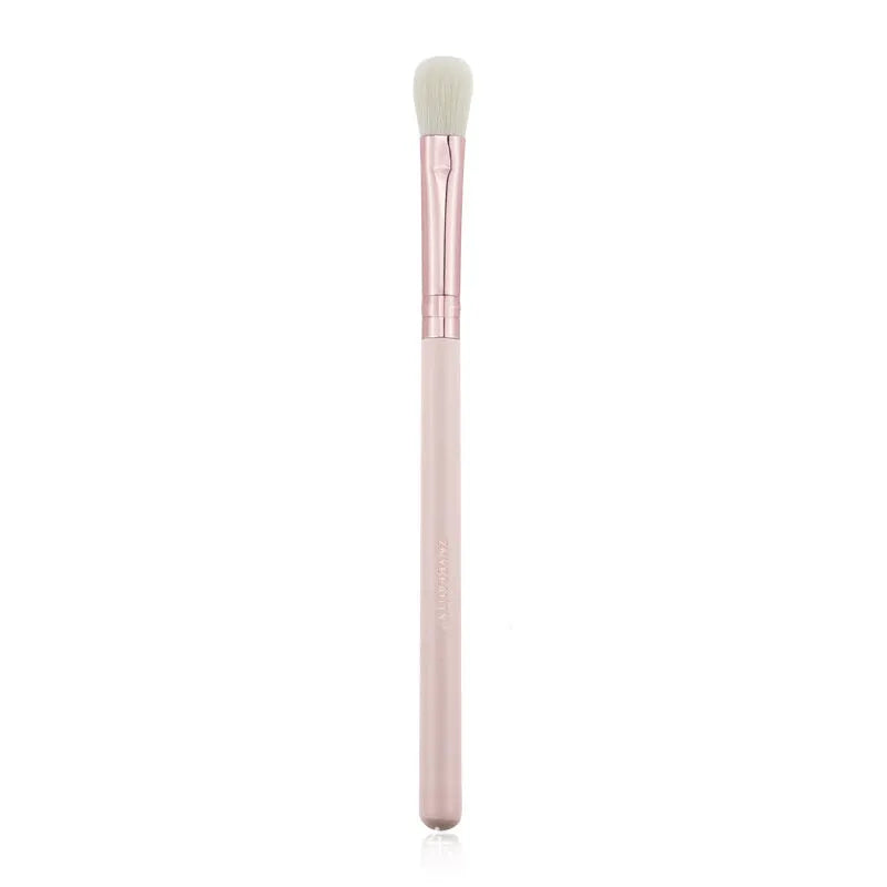 26-piece pink makeup brush set with wooden handles and wool brush hairs in PU storage bag