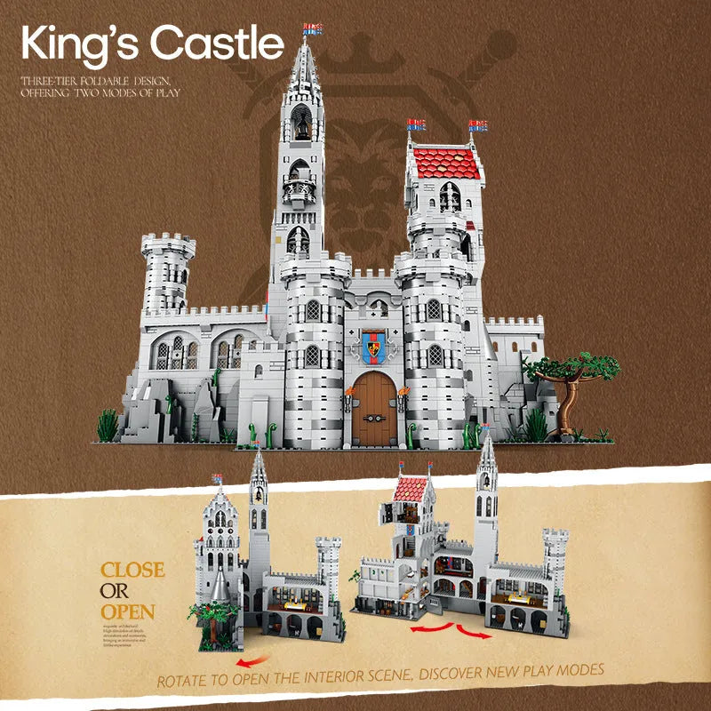 Street View King Castle small particle plastic building block model set in colour box, colour 55016