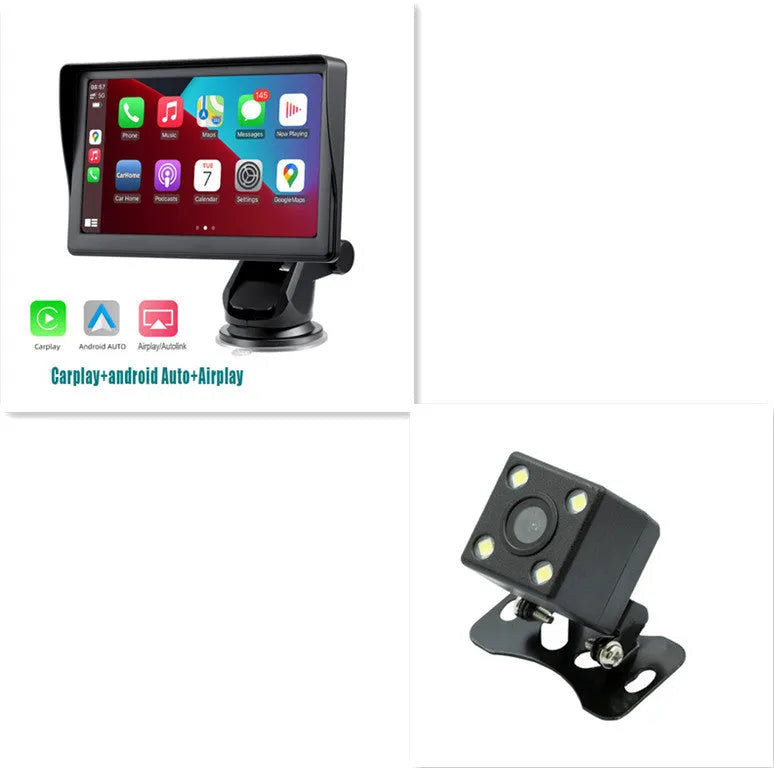7-inch portable car smart display with wireless Carplay mounted on windshield