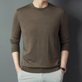 Men's non-iron acrylic blend fitted long sleeve pullover shirt in solid colour