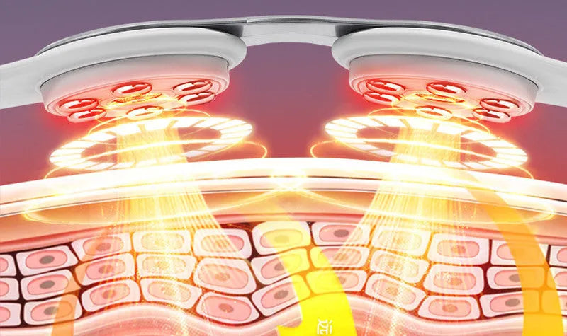 White far infrared lumbar massage belt with Type-C charging port, 25 x 8.5cm, for intelligent temperature control and back pain relief
