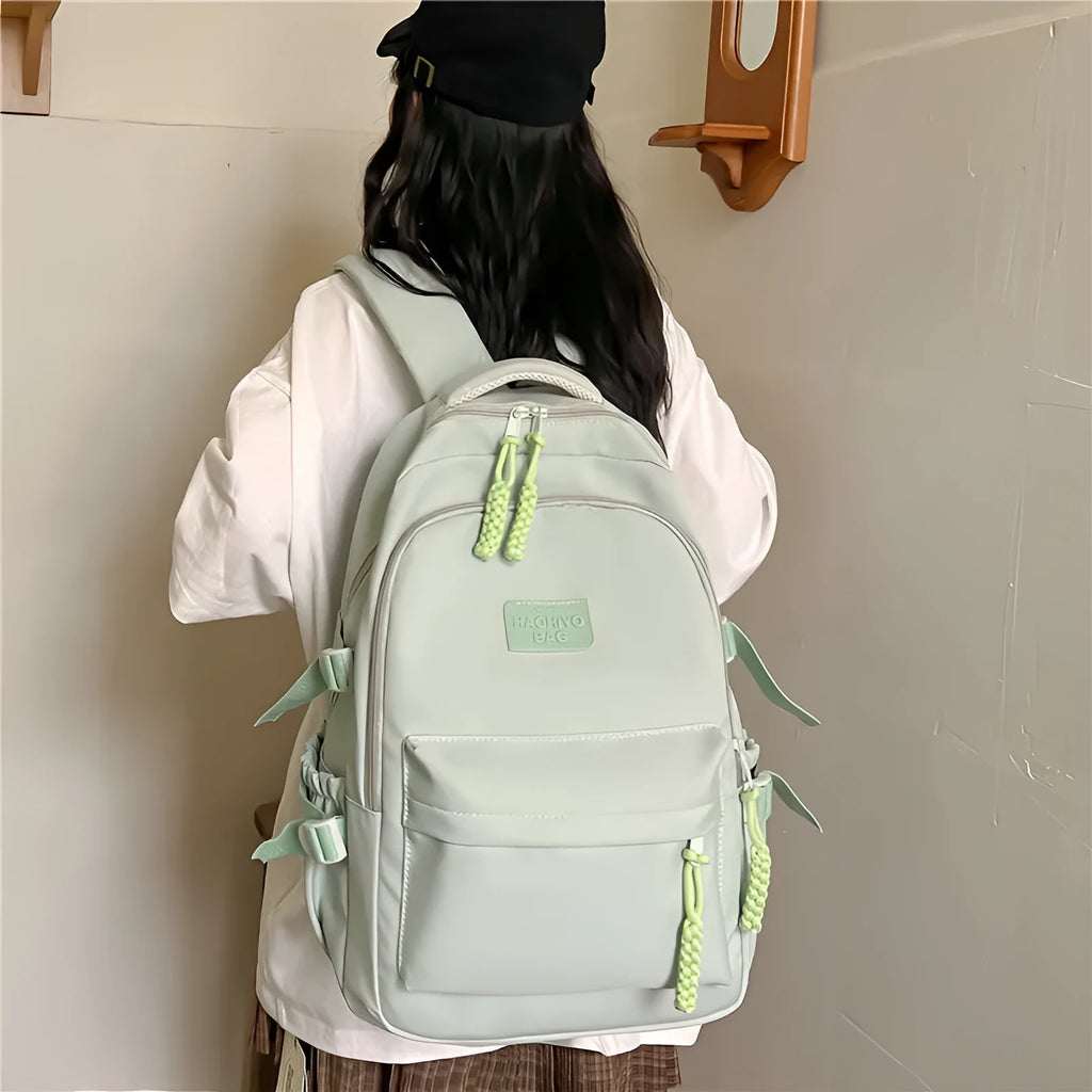 Korean-style large-capacity lightweight nylon school backpack in macaron colour