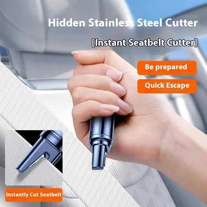 Black and red ABS plastic car emergency life hammer for breaking windows.