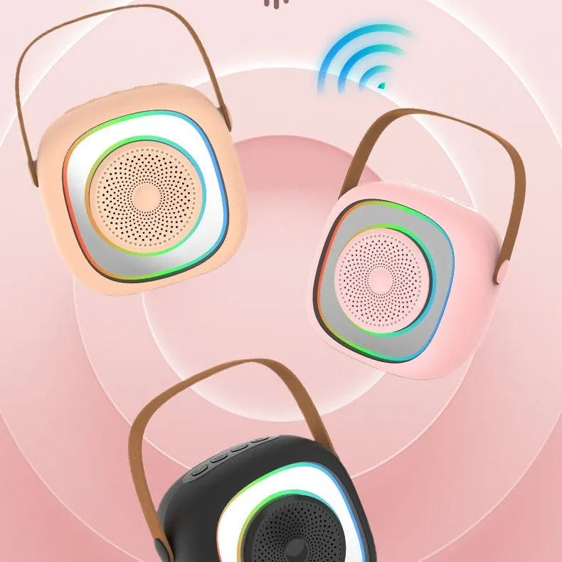 Wireless karaoke microphone with Bluetooth connectivity and colourful LED lighting in various colour options