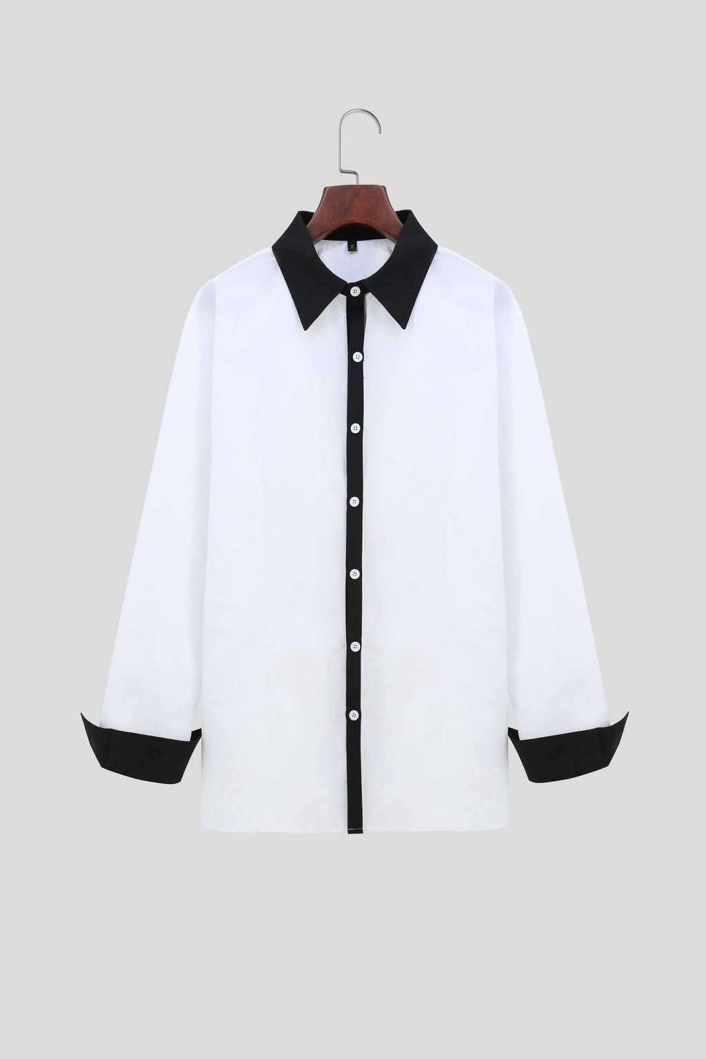Men's long-sleeved colour-blocked shirt in white with contrasting colour panels and figure-hugging cut