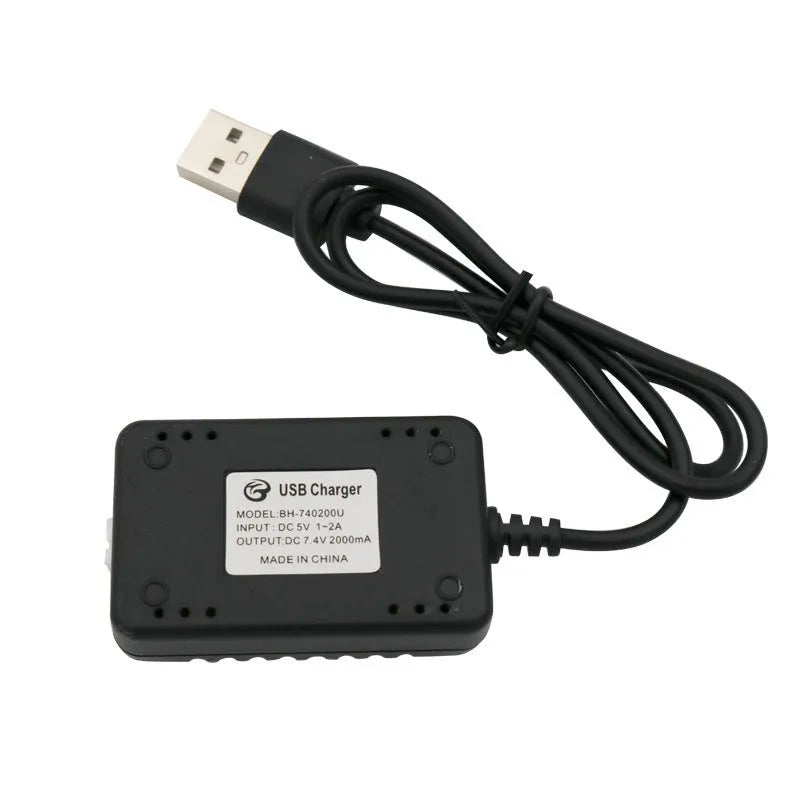 2S lithium battery balance USB charging cable for car model UAV, 7.4V 2000mA output, 15W, red charging indicator