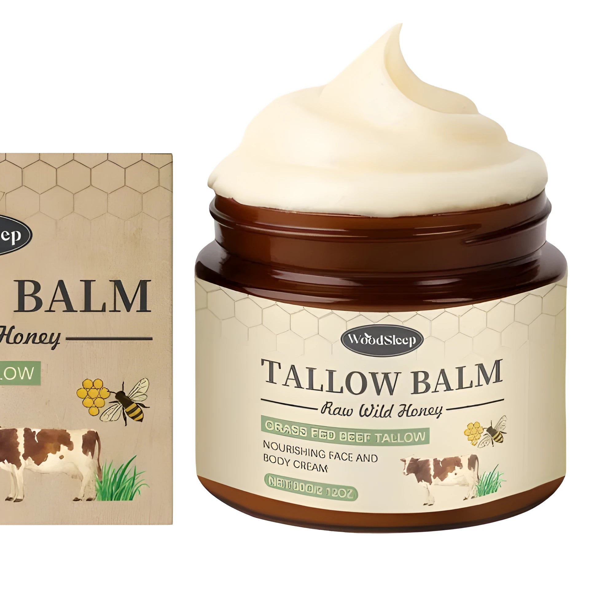 Cow fat honey moisturising cream 60g tube with tallow and honey ingredients
