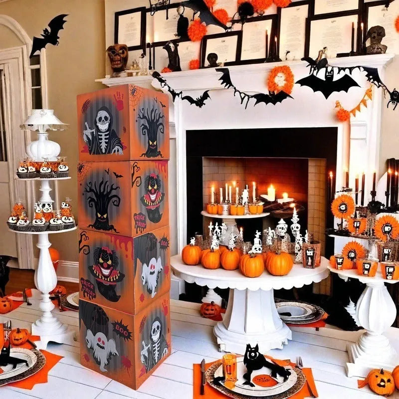 Orange blood wine bottle aluminium balloon Halloween decoration set with four ghost boxes