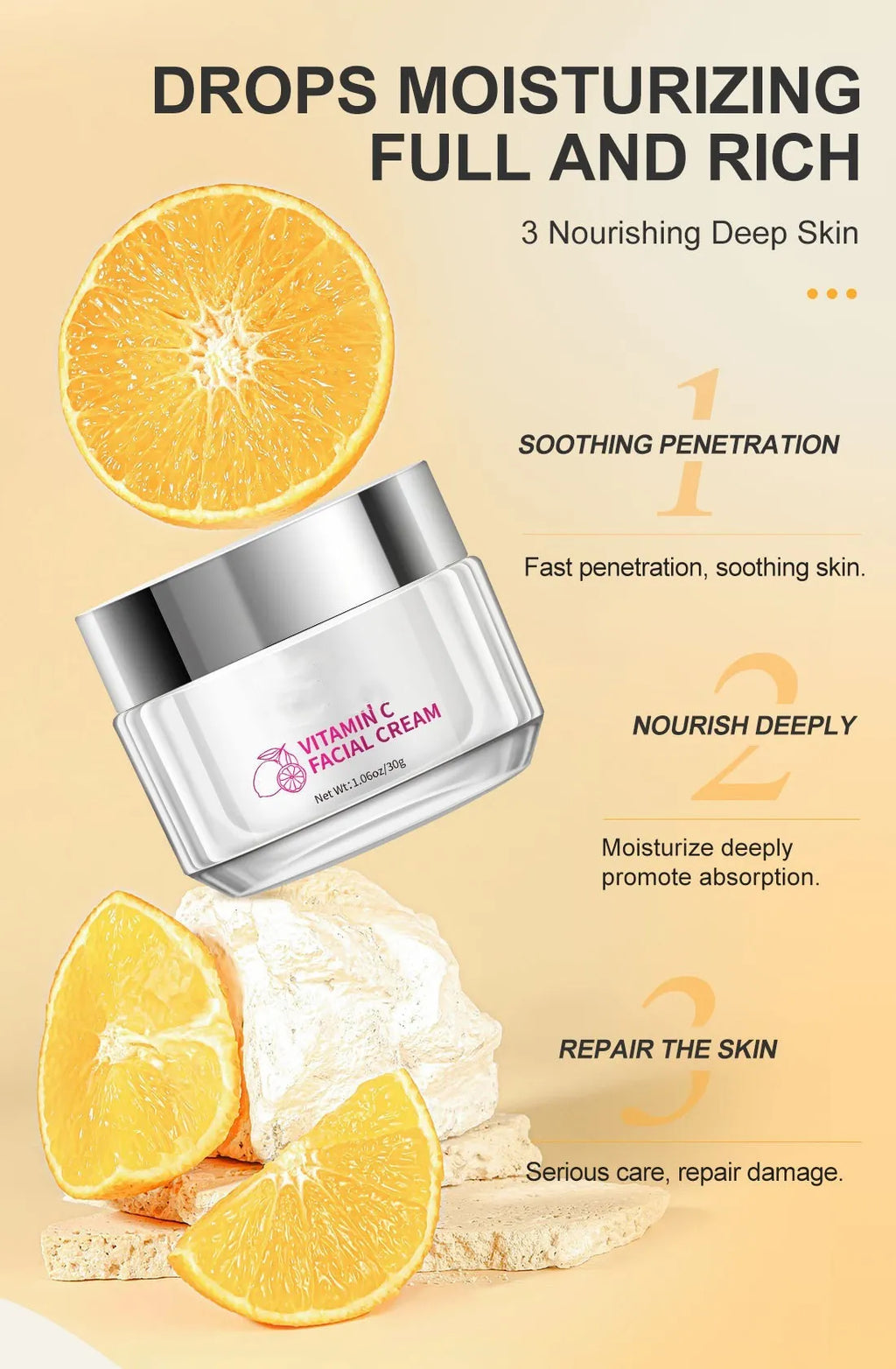 30g Vitamin C Face Cream jar with universal skin type label