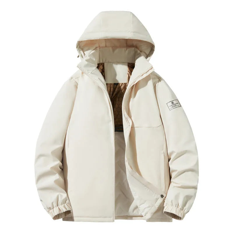 Men's temperature sensing waterproof winter jacket in extended sizes L to 6XL