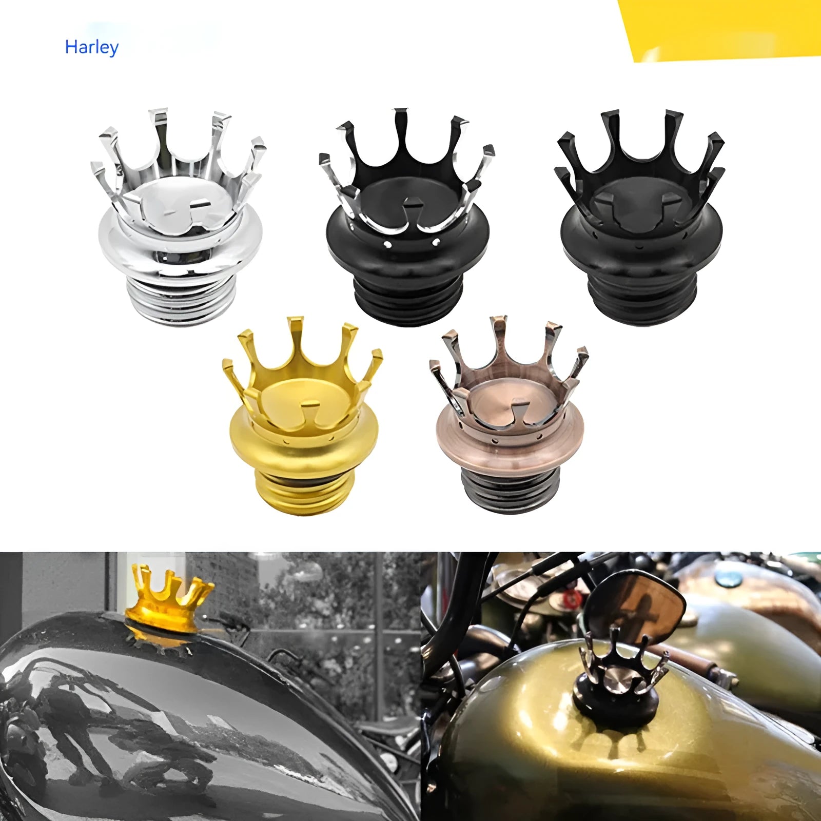 Chrome-plated aluminium fuel tank cap for Harley Davidson motorcycle