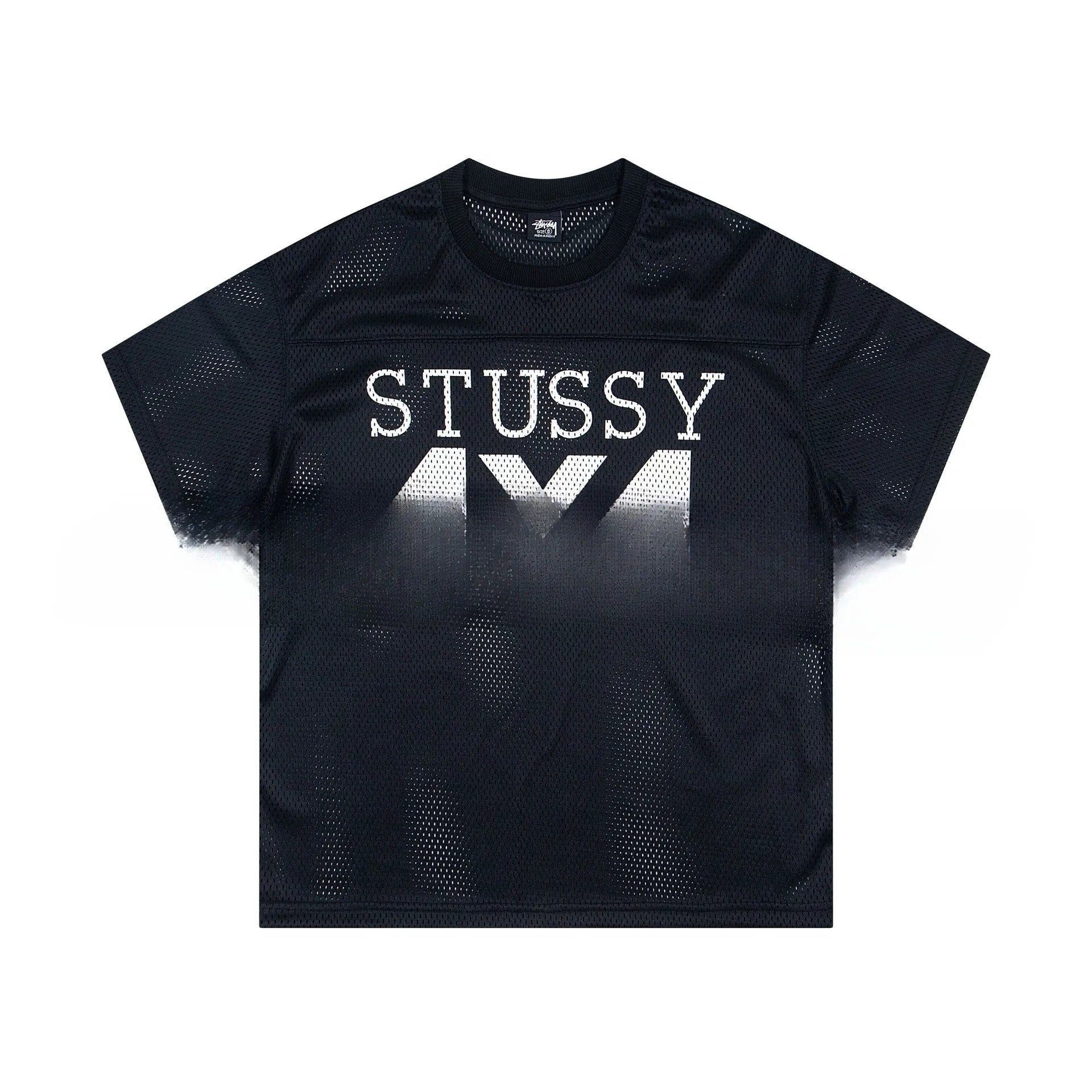 Cotton short sleeve letter print jersey in black, loose fit pullover for leisure
