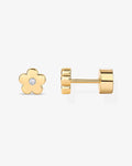 Electroplated 18K gold flower zircon ear studs on stainless steel, unisex old money style, gold and steel colours