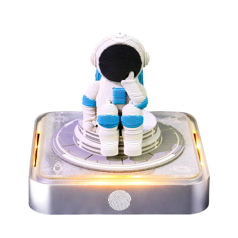 Creative 3D sticky notes 2026 paper carving calendar Space Walker Chinese classical style on desk