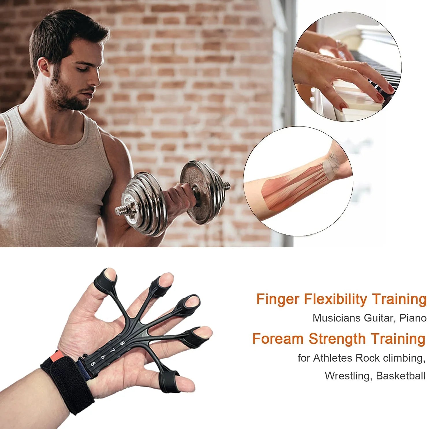 Black silicone finger tension rope puller with an adjustable belt for rehabilitation training