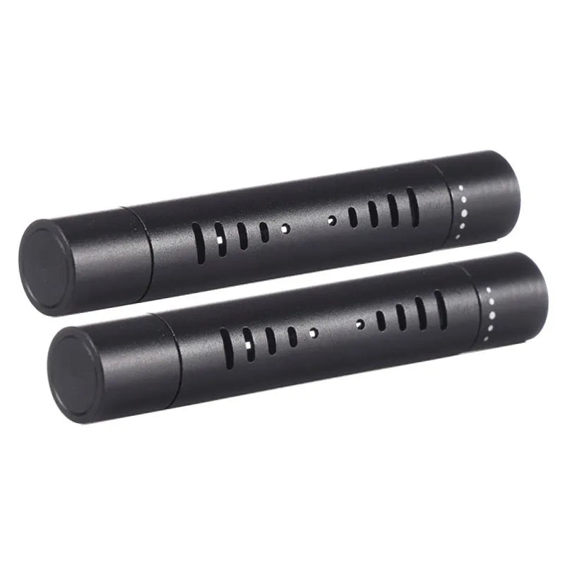 Solid metal car air vent clip air freshener with odourless incense sticks in one of five colour options.