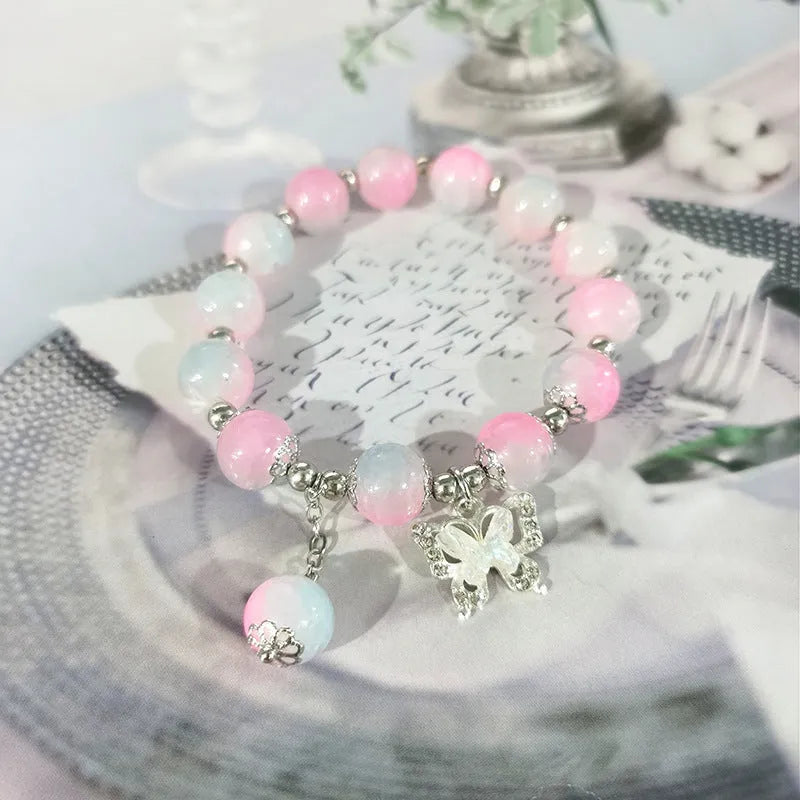 Chinese style glass bracelet with bamboo joint design elements in multiple colour options