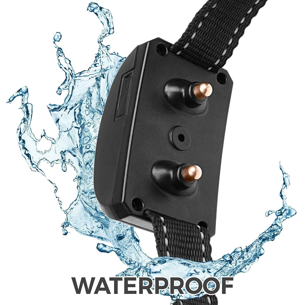 Electronic dog training device with digital display and shock collar, IP54 waterproof, rechargeable, black