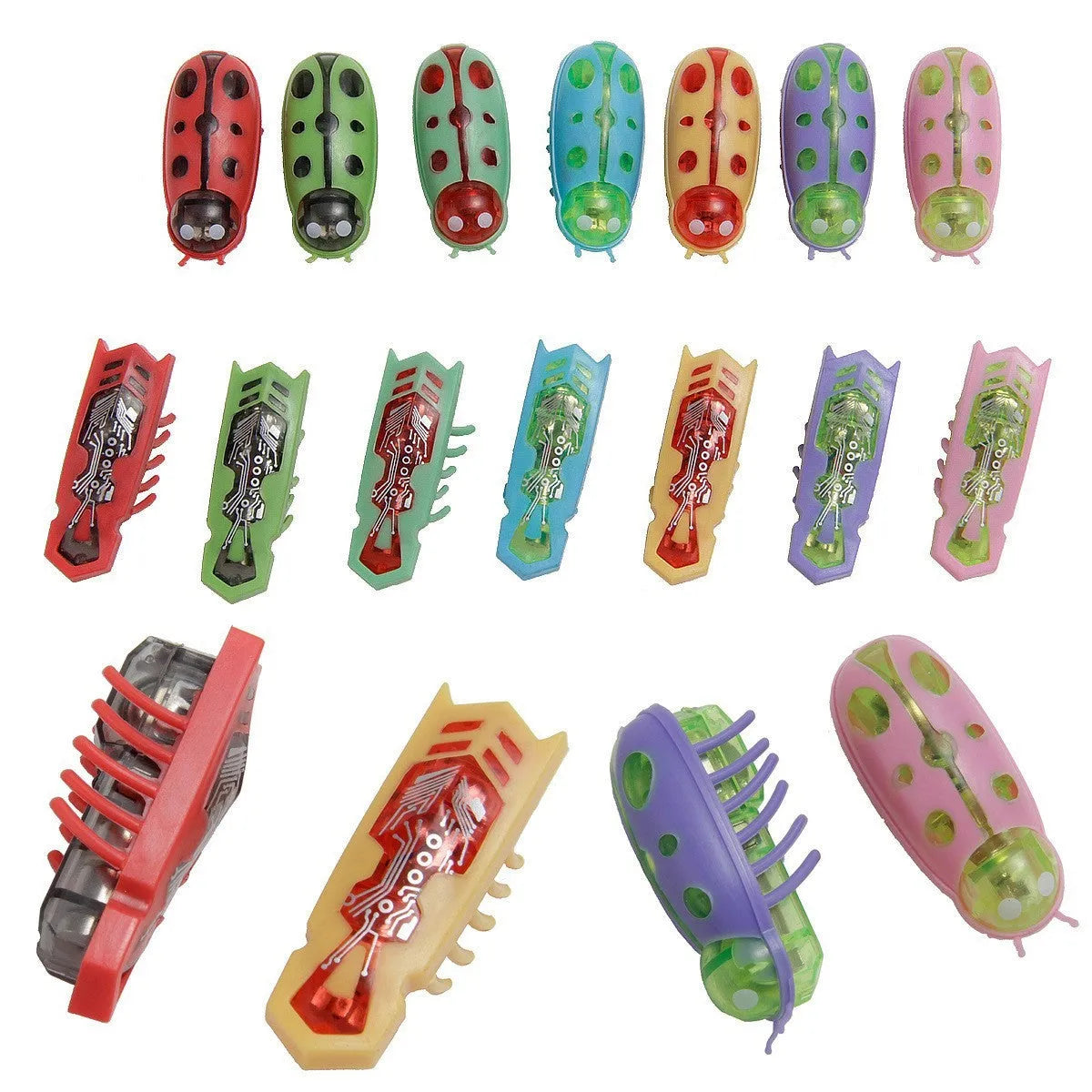 Small electric cat teaser toy with a jumping worm mechanism in a red and black ladybug style.