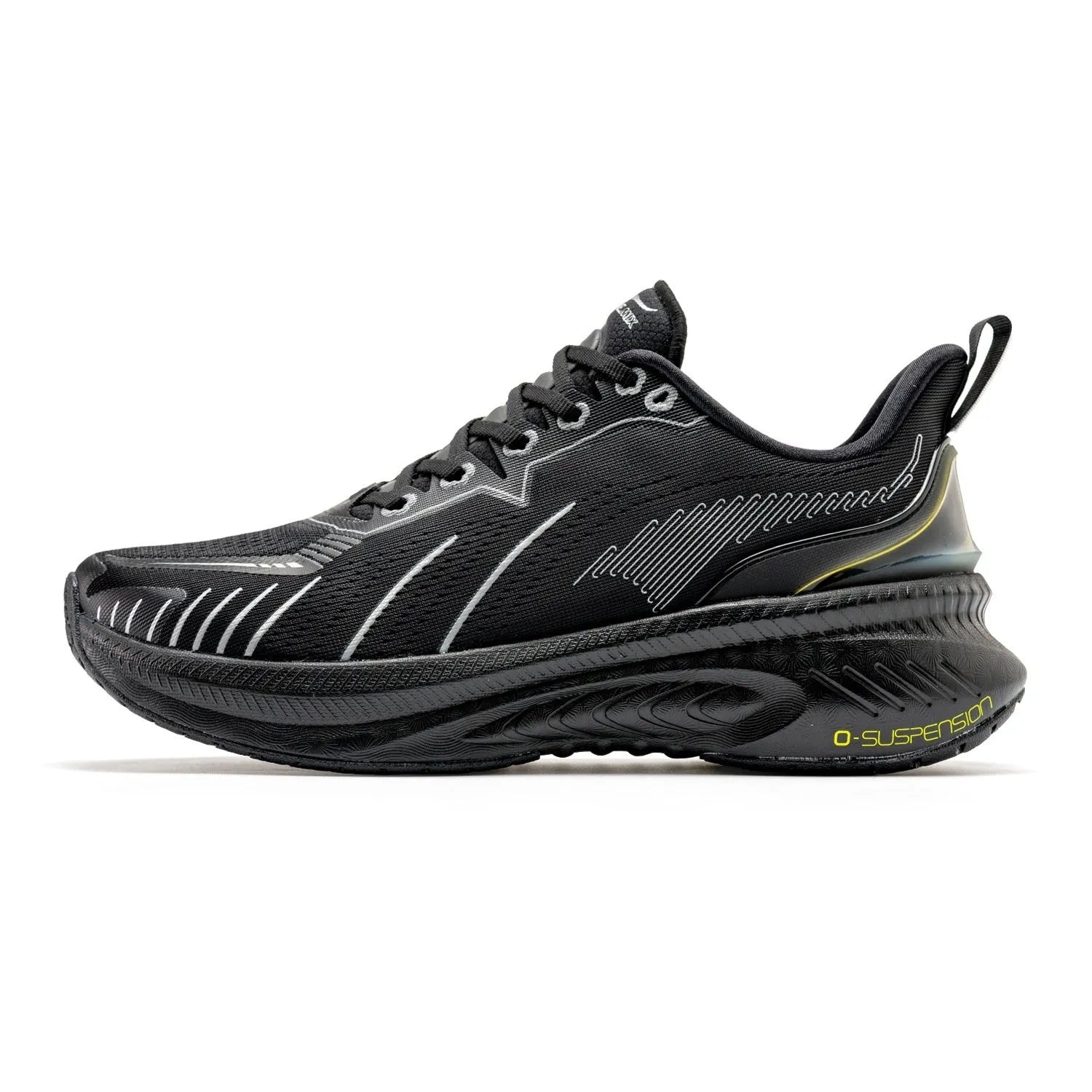 Low-top running sneakers with embroidered detail on a breathable mesh upper and rubber sole.