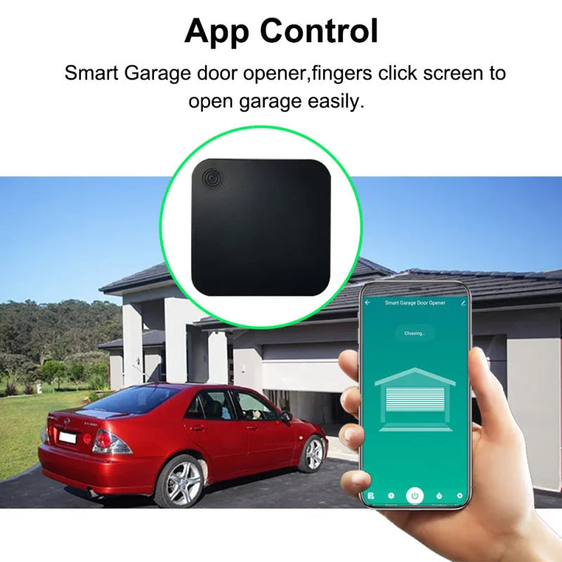 Black WiFi smart garage door controller with USB port for remote and voice control