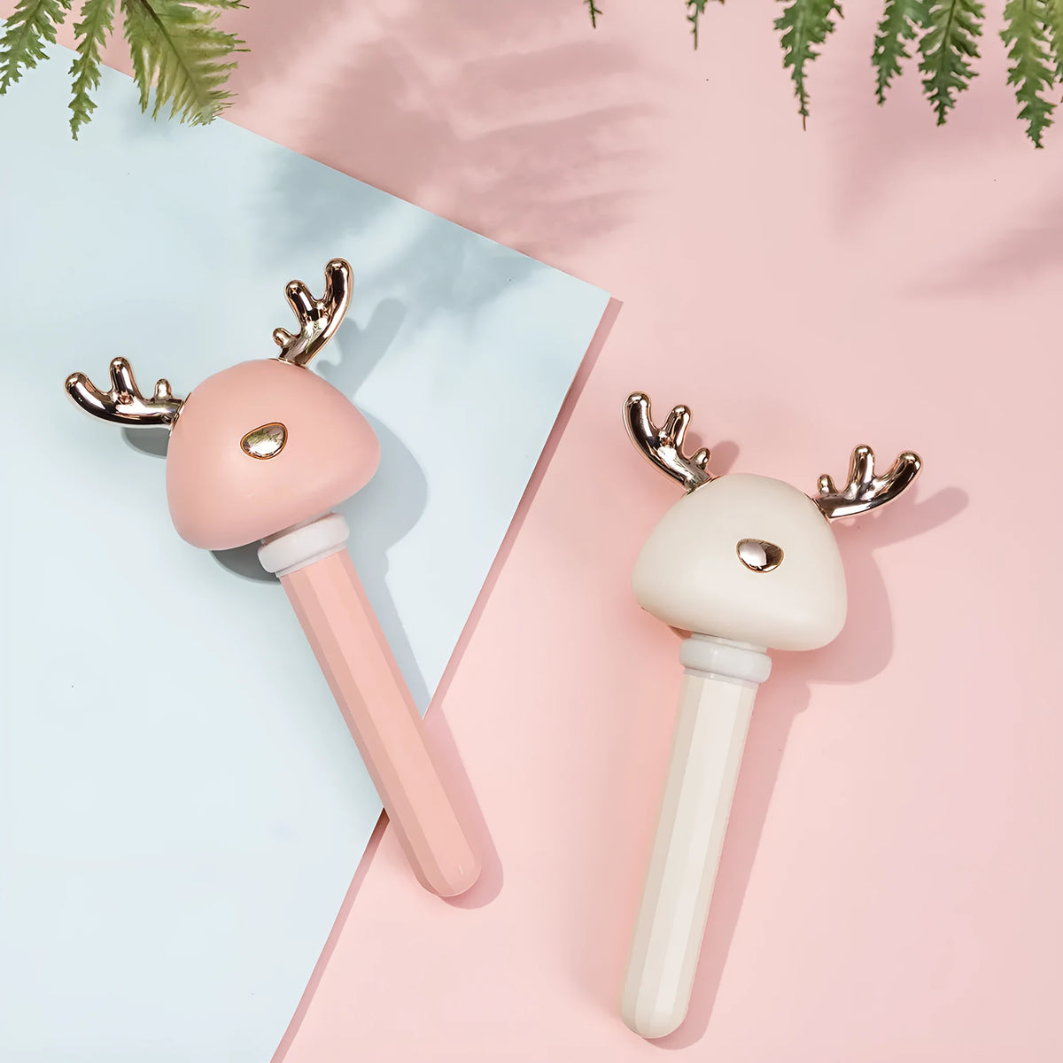 Mini USB ultrasonic humidifier, columnar deer antler design, 84x47x233mm, 1 litre tank, Fawn White