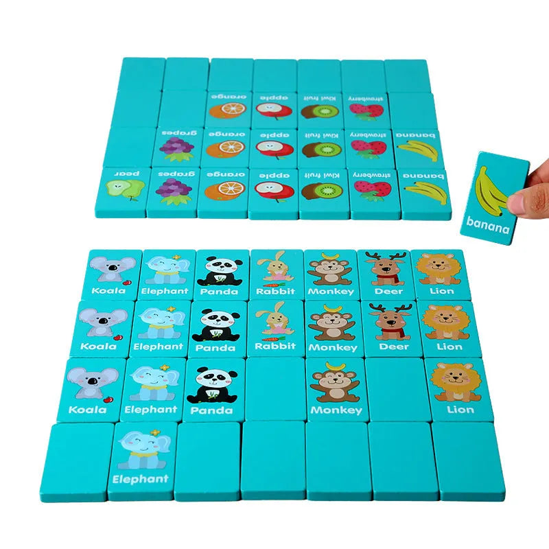 Wooden dominoes board game for children 4-6 years, consecutive dragon game in colour box, size 24x18.2x5.5 cm