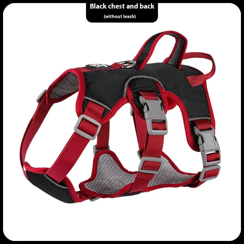 Adjustable Oxford cloth dog harness in yellow, pink, beige, and black colours for medium and small dogs