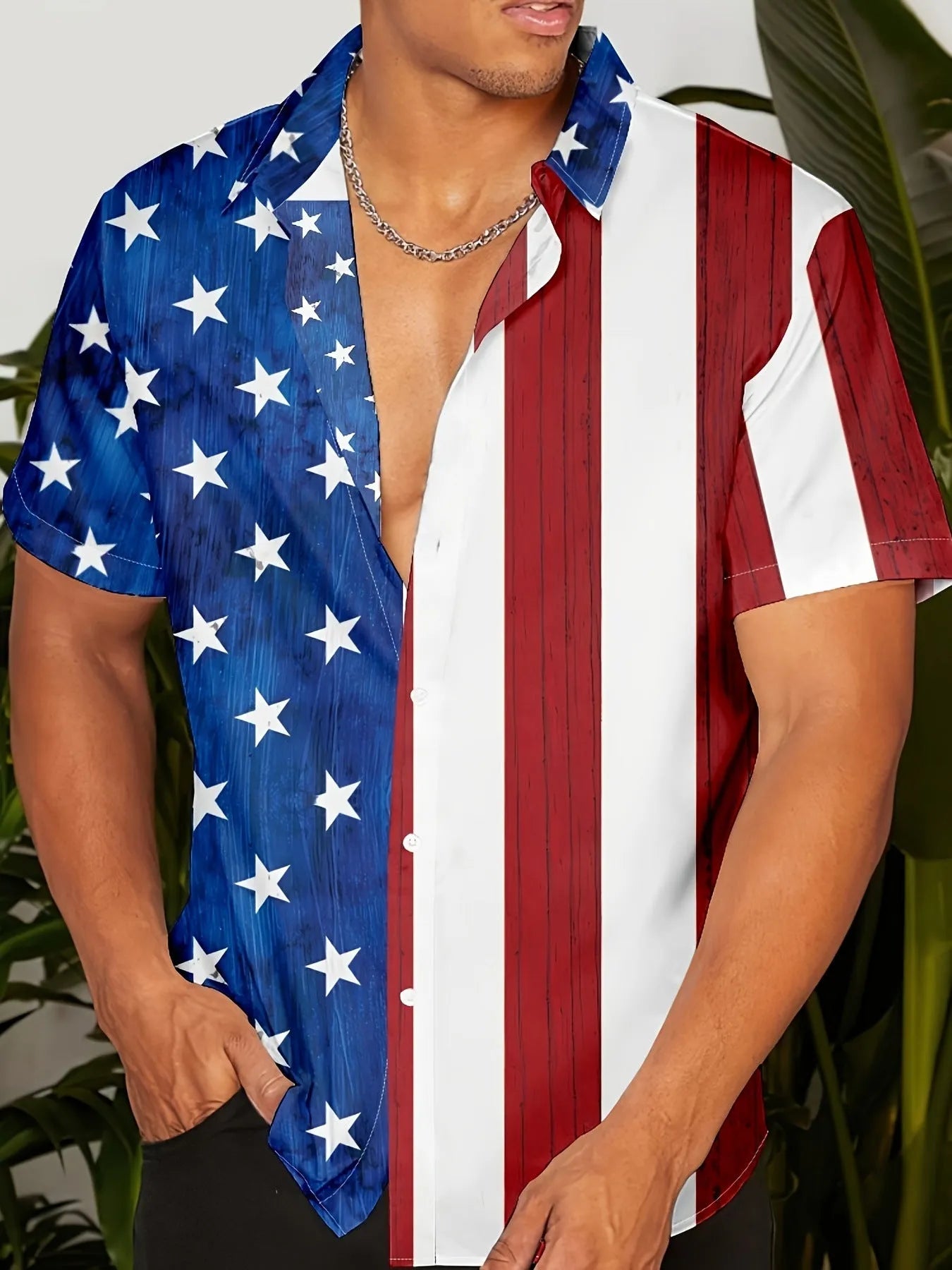 Men's 3D floral print short sleeve shirt in loose cardigan fit for summer wear