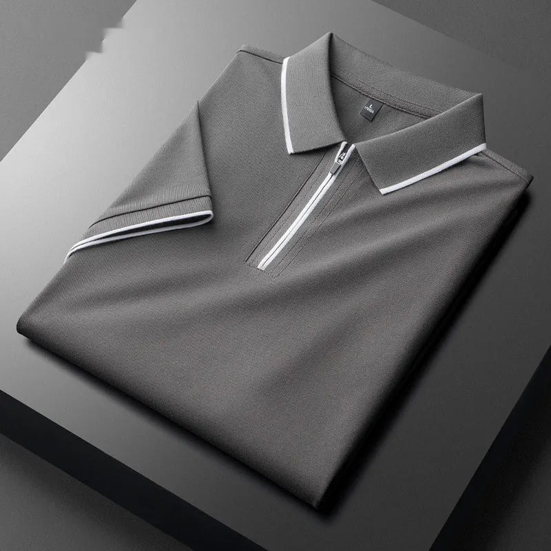 Men's slim fit business casual top in cotton blend fabric with short sleeves available in five colours