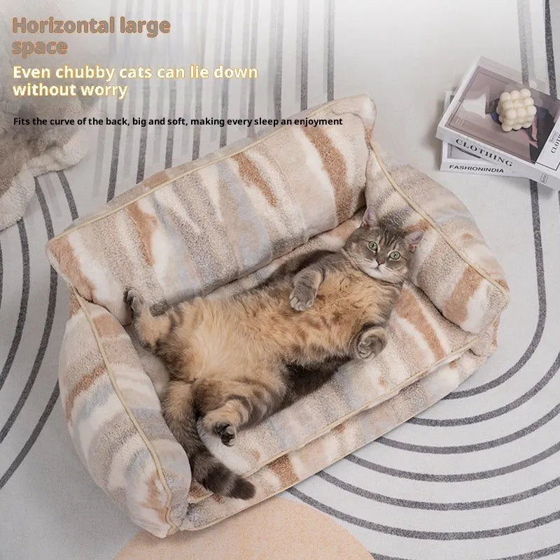 Cloth pet sofa dog bed in Black and White Ripple colour fully removable washable cover size L