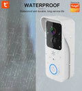 Smart waterproof HD visual doorbell intercom for front door security with rechargeable battery.