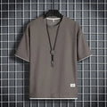 Half sleeve loose pullover top in polyester, available in seven colours and sizes M to 5XL