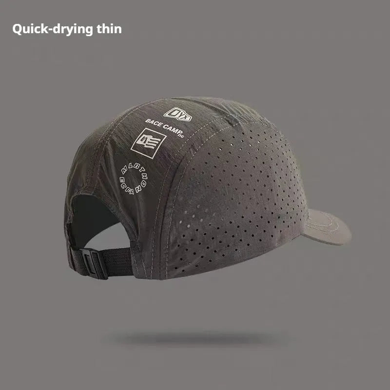 Men's grey breathable mesh baseball cap with an adjustable strap and dome crown.