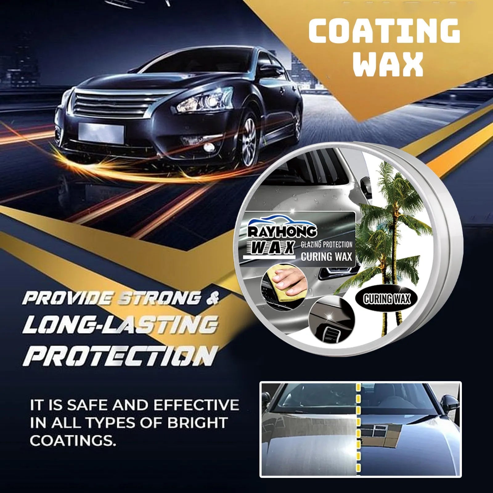 Car coating wax tin and sponge applicator for automotive paint protection